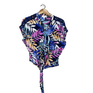 Vintage Colorful Studio JPR Tie Blouse M